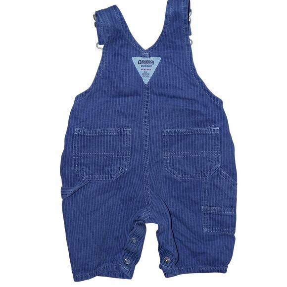 OshKosh B’gosh Baby Railroad Stripe Shortall Overalls 0–3M Blue Vestbak - Picture 4 of 7